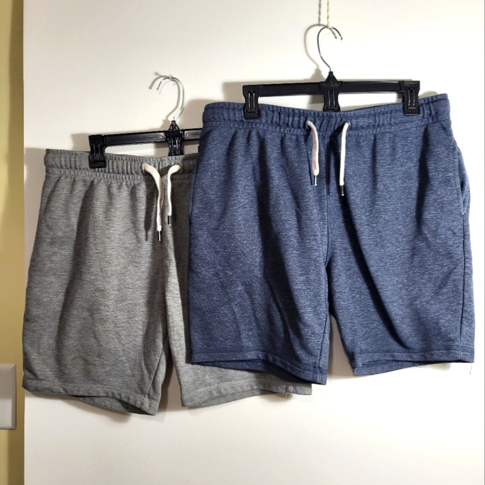 Primark 2 pc blue and gray sweat shorts   men's L  #2165
